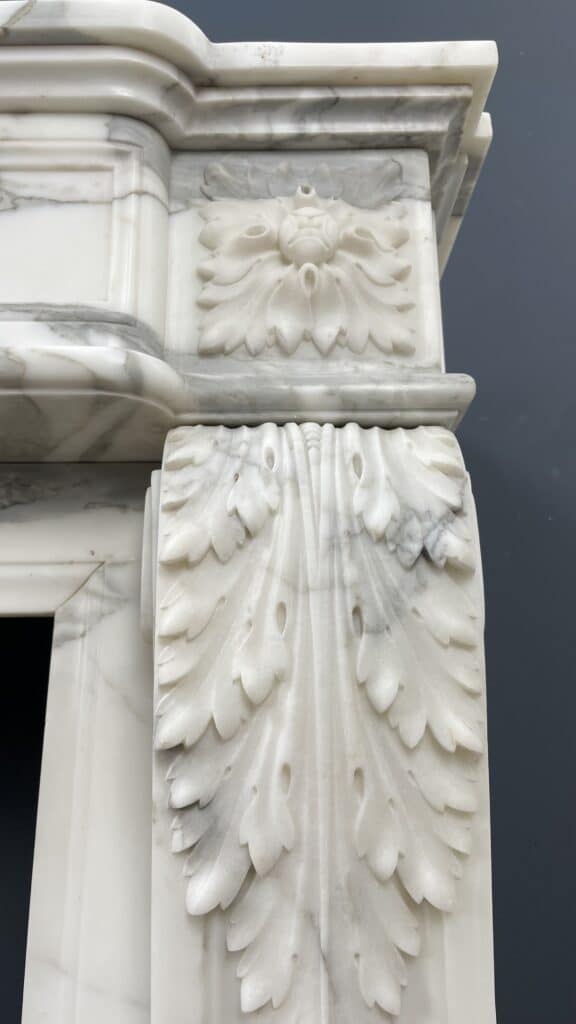 Exclusive Antique Front Fireplace In Beautiful Arabescato Marble