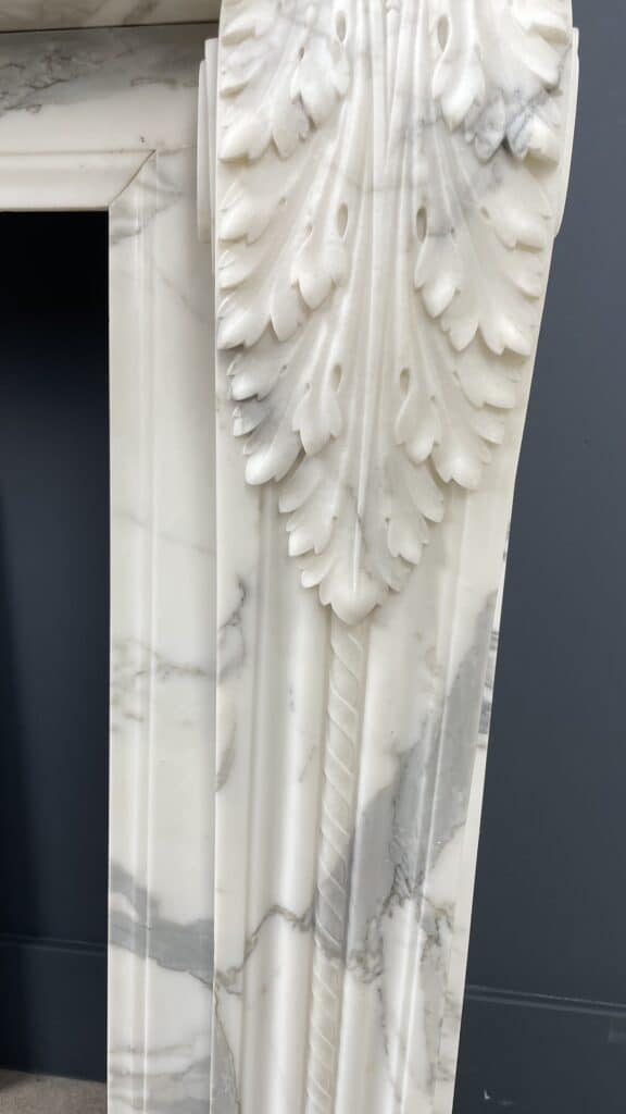 Exclusive Antique Front Fireplace In Beautiful Arabescato Marble