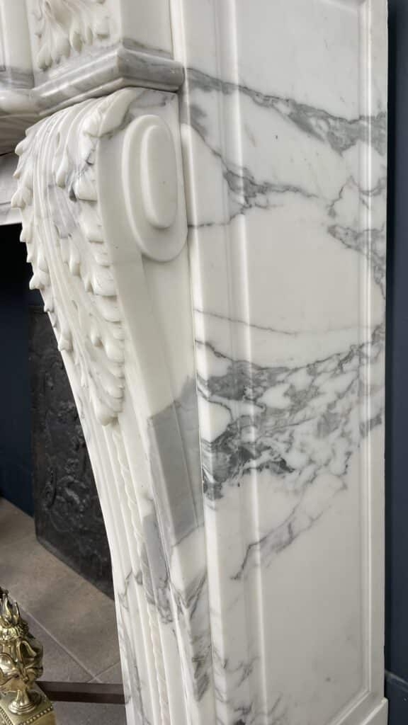 Exclusive Antique Front Fireplace In Beautiful Arabescato Marble