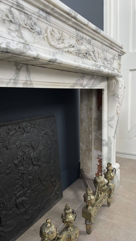 Exclusive Antique Front Fireplace In Beautiful Arabescato Marble