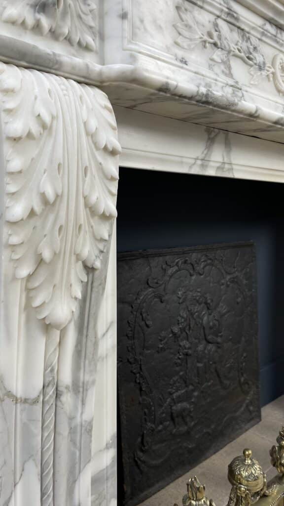 Exclusive Antique Front Fireplace In Beautiful Arabescato Marble