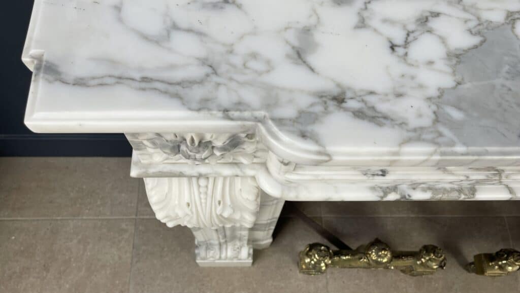 Exclusive Antique Front Fireplace In Beautiful Arabescato Marble