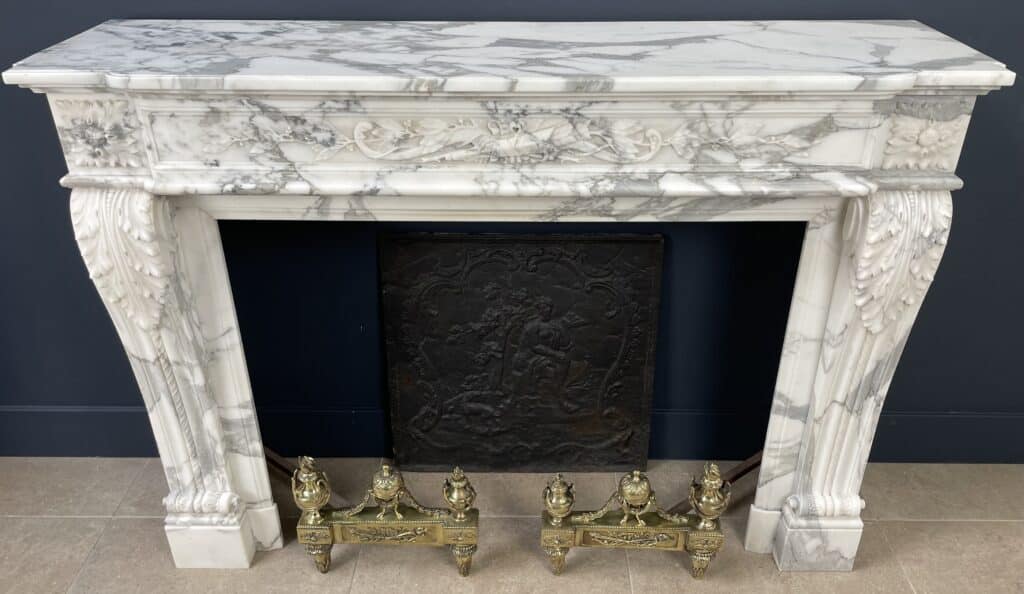 Exclusive Antique Front Fireplace In Beautiful Arabescato Marble