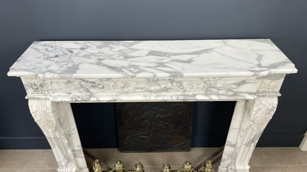 Exclusive Antique Front Fireplace In Beautiful Arabescato Marble
