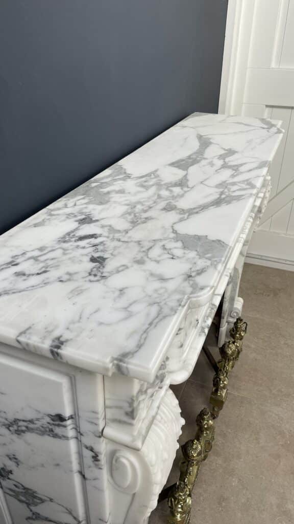 Exclusive Antique Front Fireplace In Beautiful Arabescato Marble