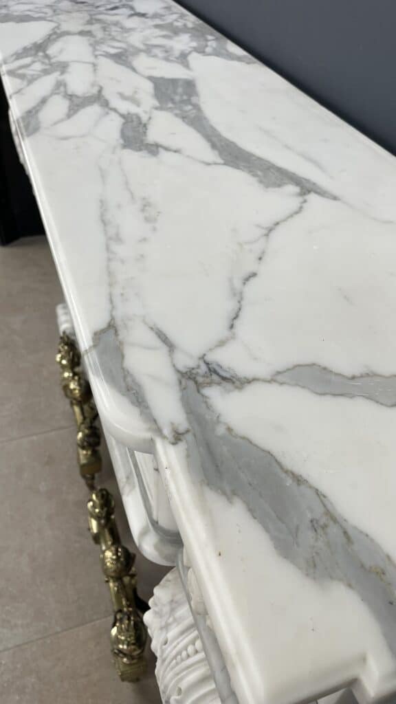 Exclusive Antique Front Fireplace In Beautiful Arabescato Marble
