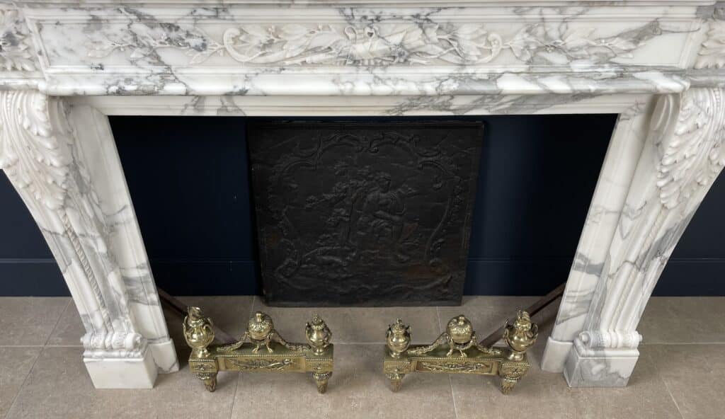 Exclusive Antique Front Fireplace In Beautiful Arabescato Marble