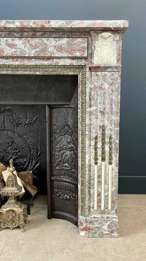 Very Exclusive Antique Marble Fireplace with Cast-Iron Insert
