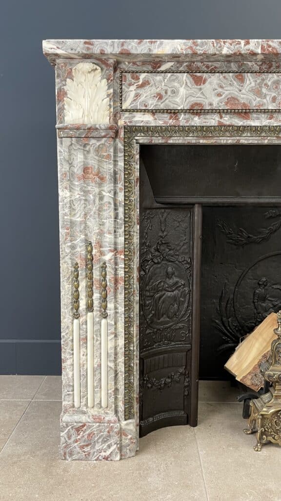Very Exclusive Antique Marble Fireplace with Cast-Iron Insert
