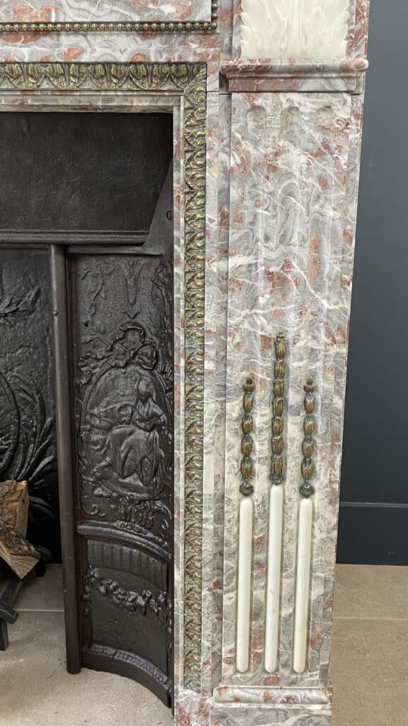 Very Exclusive Antique Marble Fireplace with Cast-Iron Insert