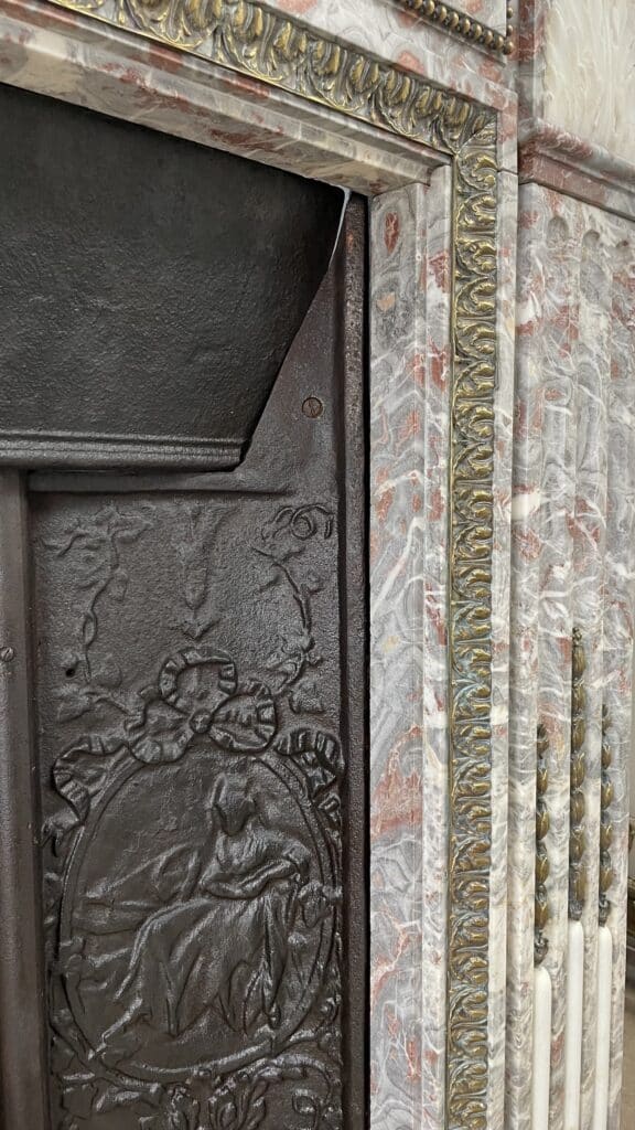 Very Exclusive Antique Marble Fireplace with Cast-Iron Insert