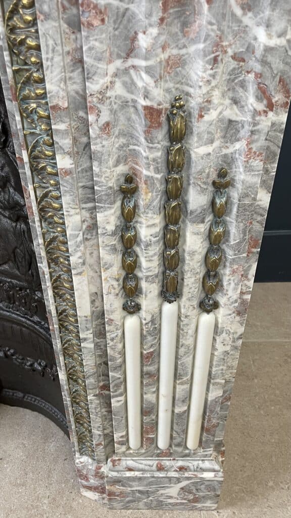Very Exclusive Antique Marble Fireplace with Cast-Iron Insert