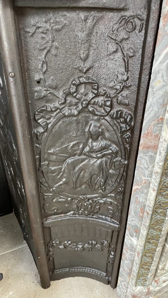 Very Exclusive Antique Marble Fireplace with Cast-Iron Insert
