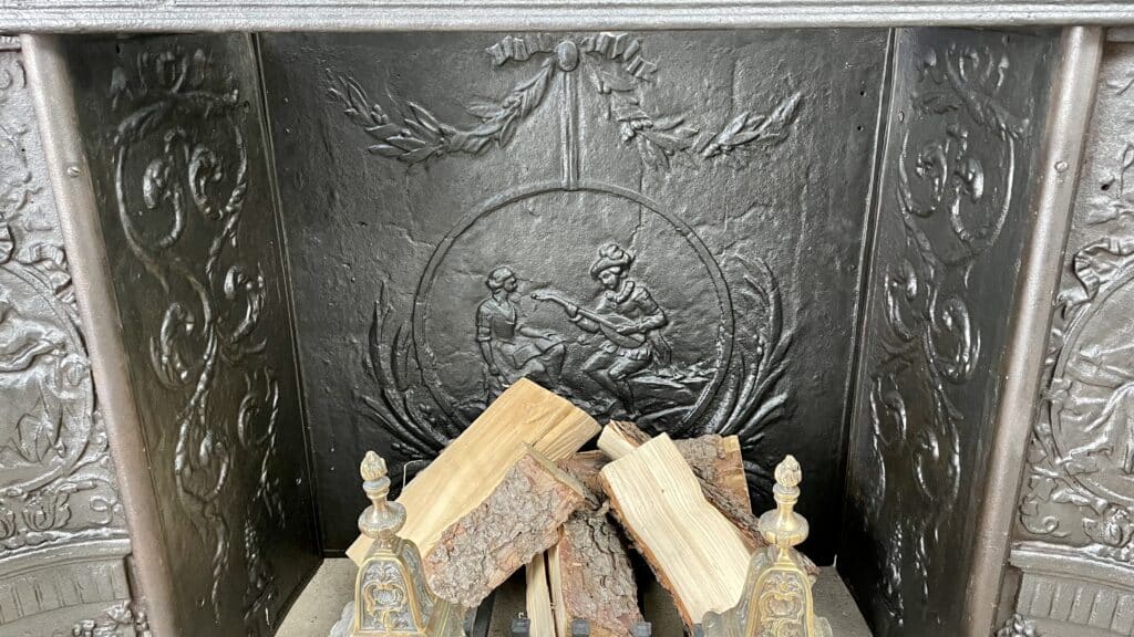 Very Exclusive Antique Marble Fireplace with Cast-Iron Insert