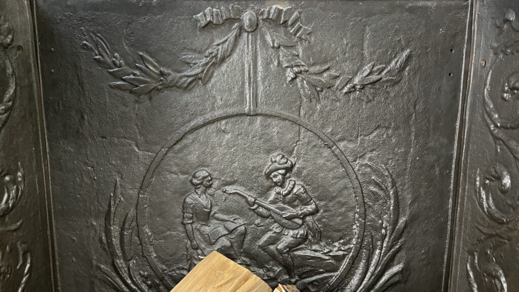 Very Exclusive Antique Marble Fireplace with Cast-Iron Insert