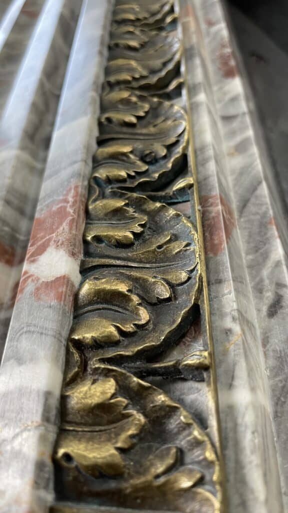 Very Exclusive Antique Marble Fireplace with Cast-Iron Insert