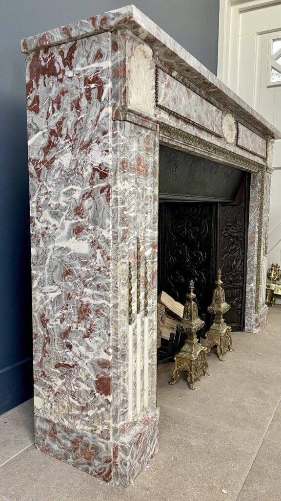 Very Exclusive Antique Marble Fireplace with Cast-Iron Insert