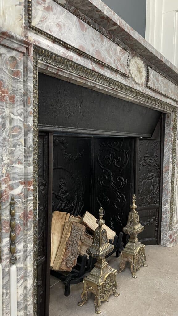 Very Exclusive Antique Marble Fireplace with Cast-Iron Insert