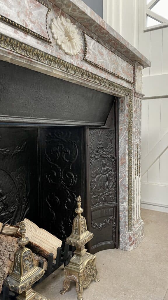 Very Exclusive Antique Marble Fireplace with Cast-Iron Insert
