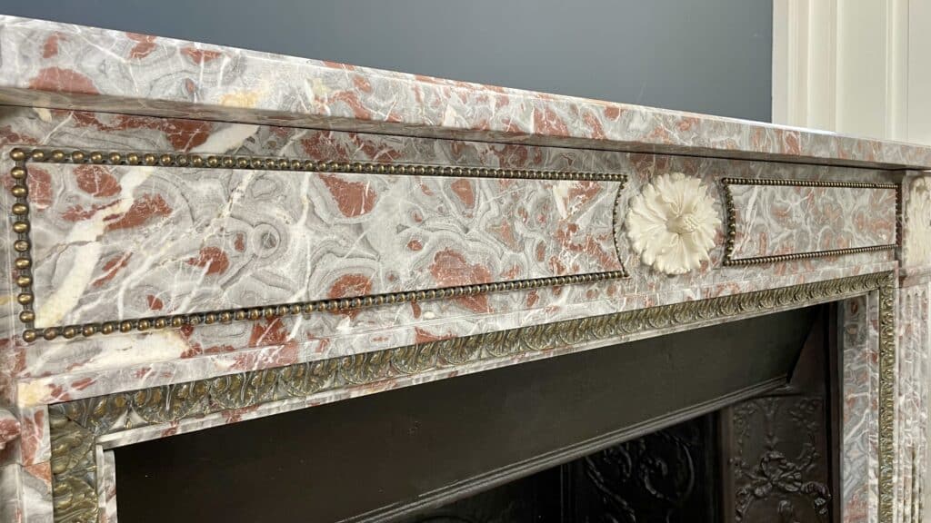 Very Exclusive Antique Marble Fireplace with Cast-Iron Insert