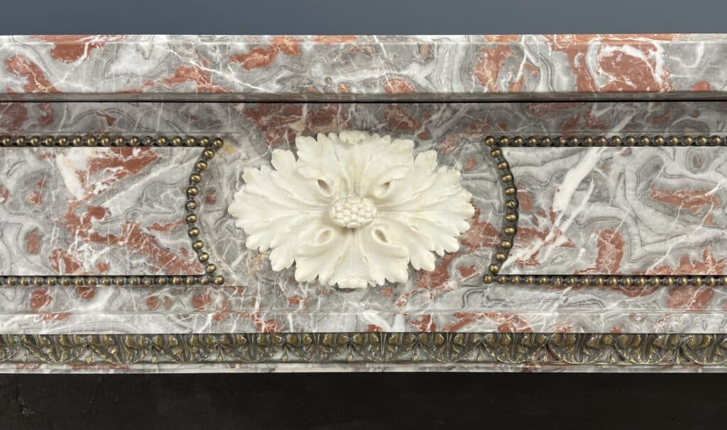 Very Exclusive Antique Marble Fireplace with Cast-Iron Insert
