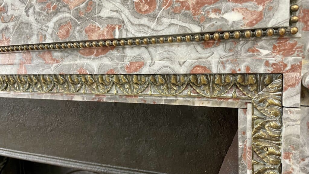 Very Exclusive Antique Marble Fireplace with Cast-Iron Insert