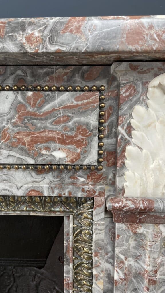 Very Exclusive Antique Marble Fireplace with Cast-Iron Insert