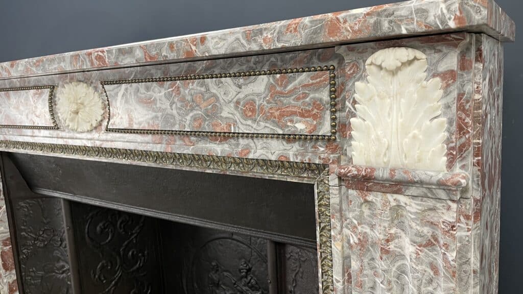 Very Exclusive Antique Marble Fireplace with Cast-Iron Insert