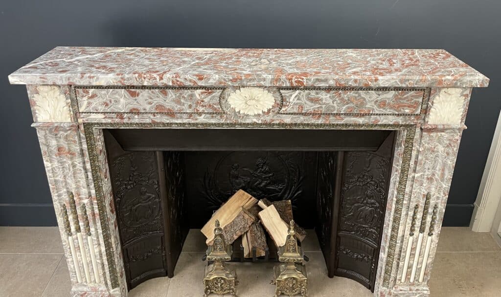 Very Exclusive Antique Marble Fireplace with Cast-Iron Insert
