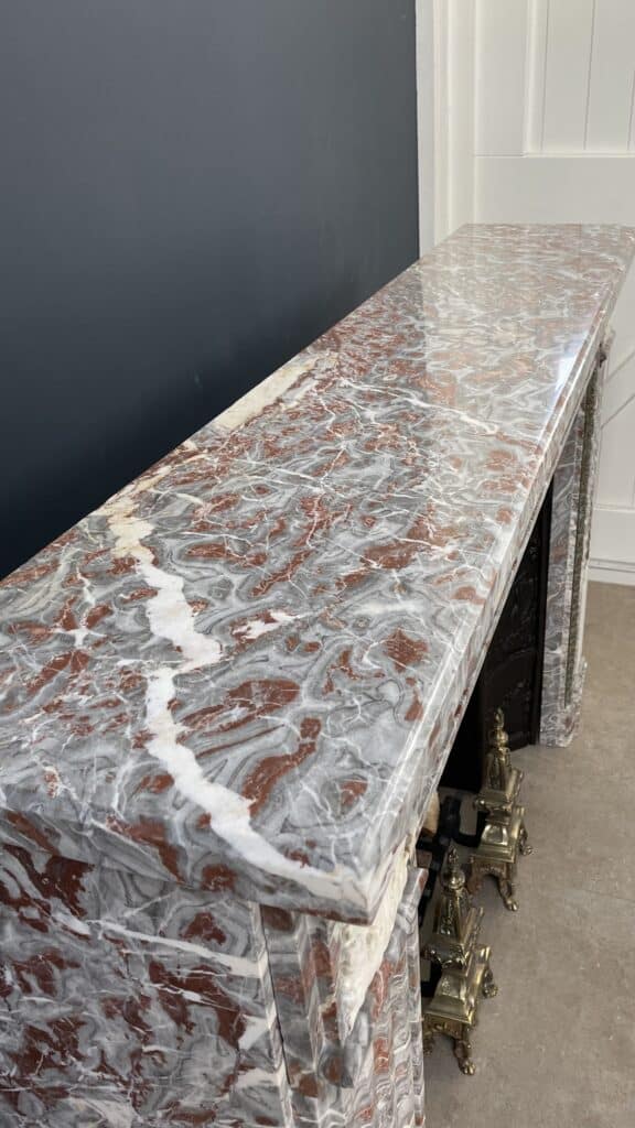 Very Exclusive Antique Marble Fireplace with Cast-Iron Insert