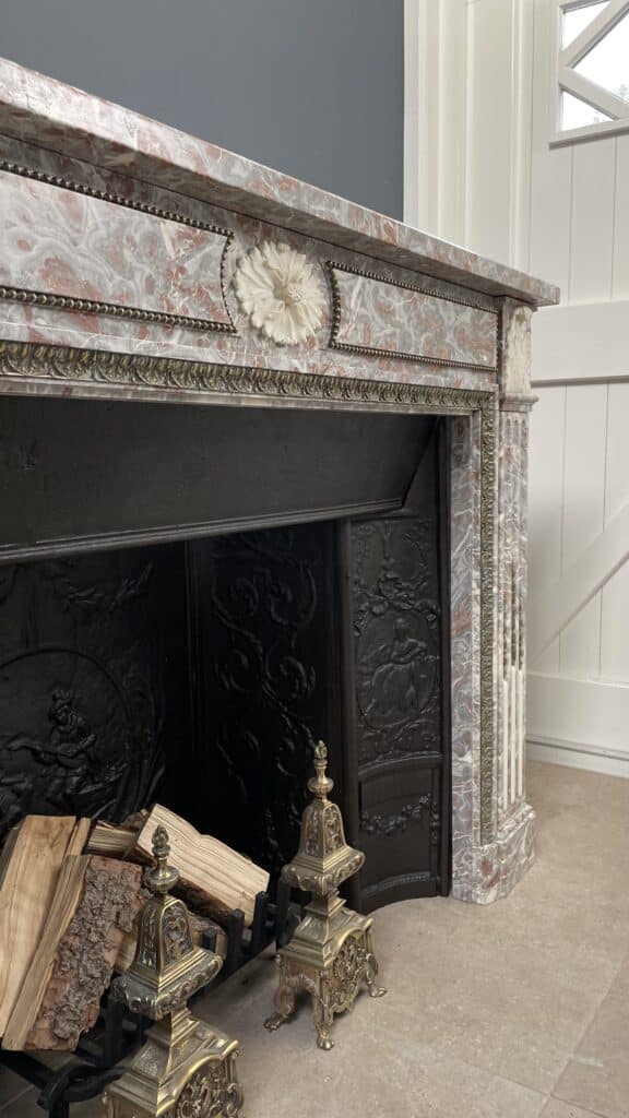 Very Exclusive Antique Marble Fireplace with Cast-Iron Insert
