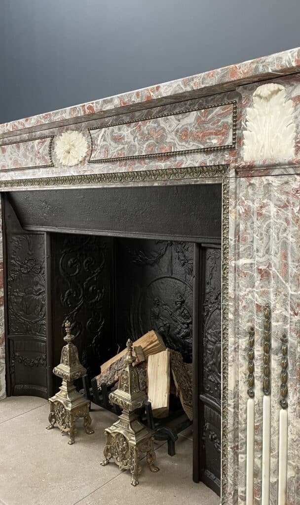 Very Exclusive Antique Marble Fireplace with Cast-Iron Insert