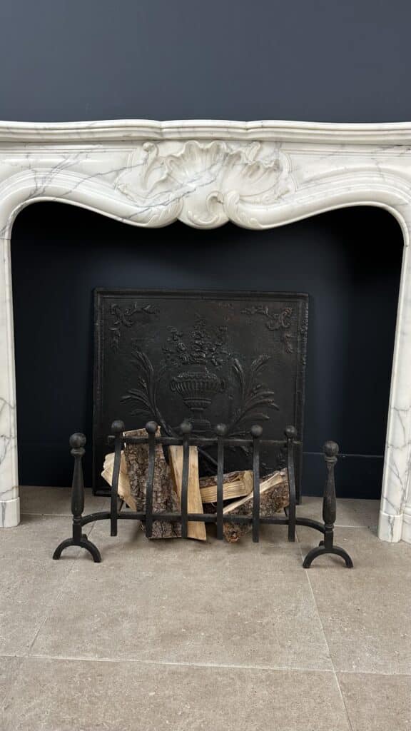 Prachtige Antieke Rococo Frontschouw Wit Marmer
