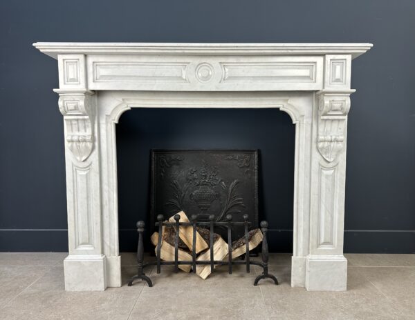 Antique fireplace white marble