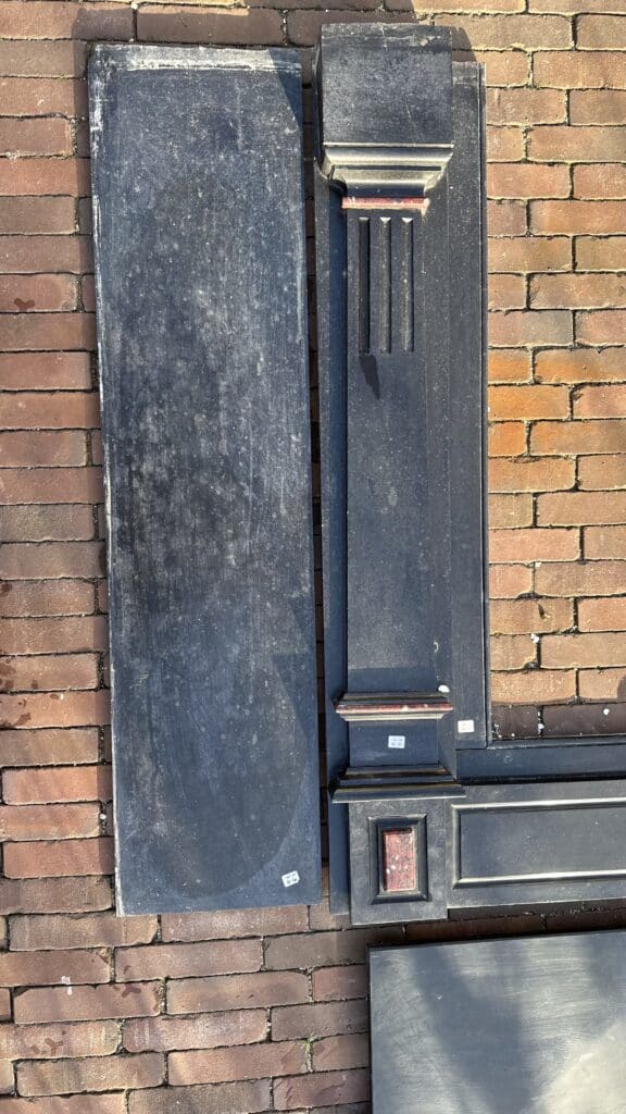 Unrestored Antique Half-Circular Fireplace in Black Marble