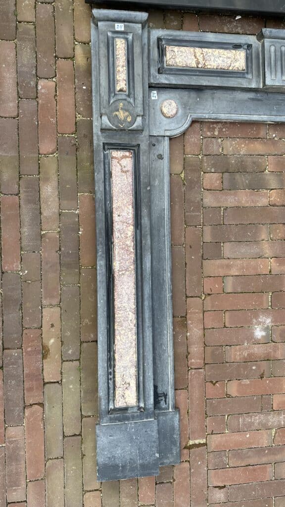 Unrestored Antique Circular Fireplace in Marble