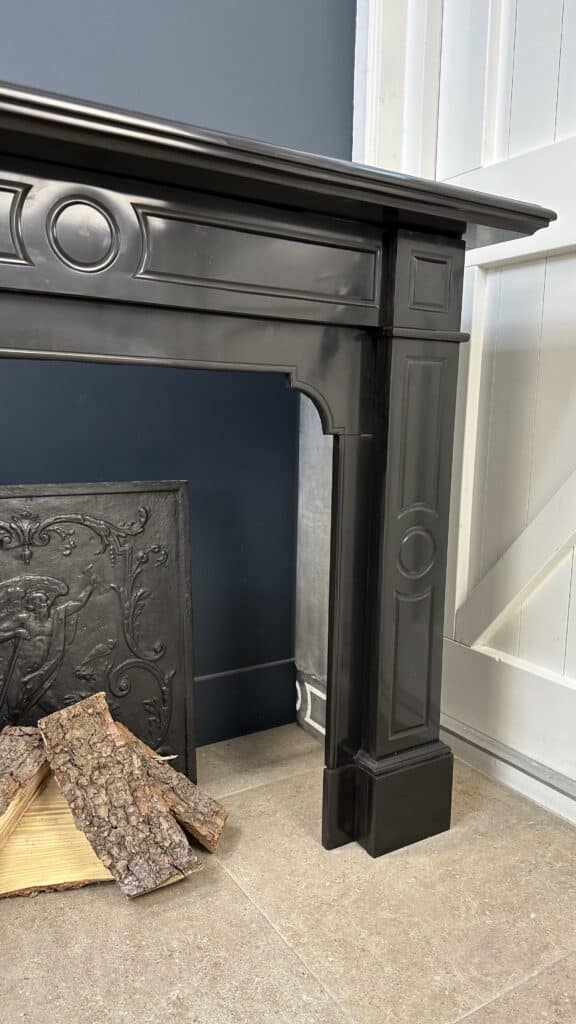 Set of Two Antique Circular Fireplaces in Noir de Mazy Marble