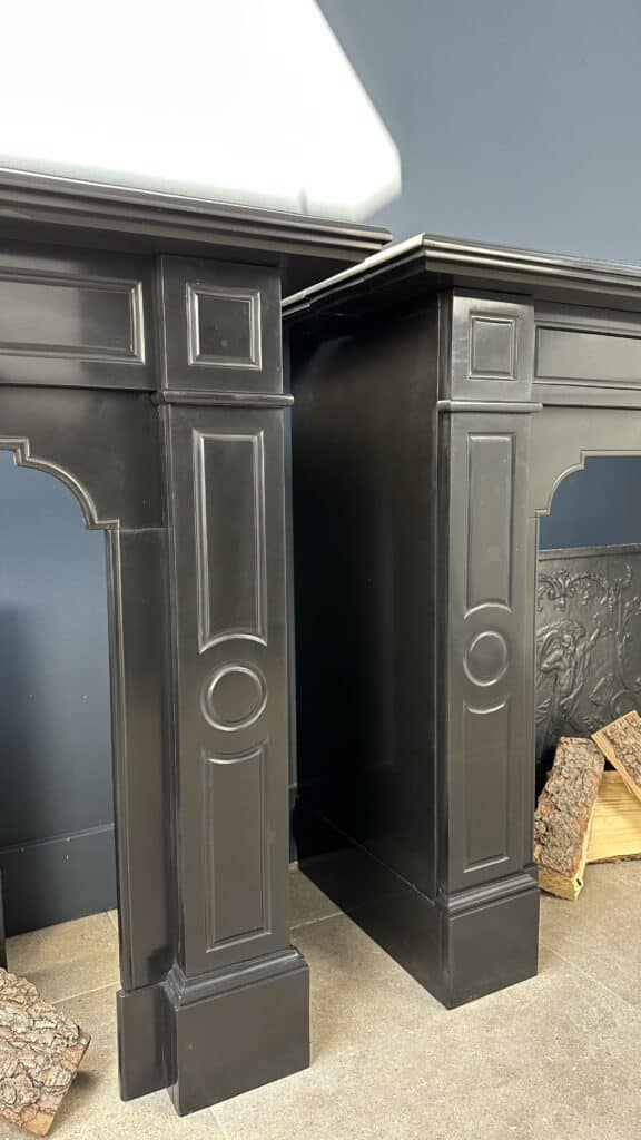 Set of Two Antique Circular Fireplaces in Noir de Mazy Marble