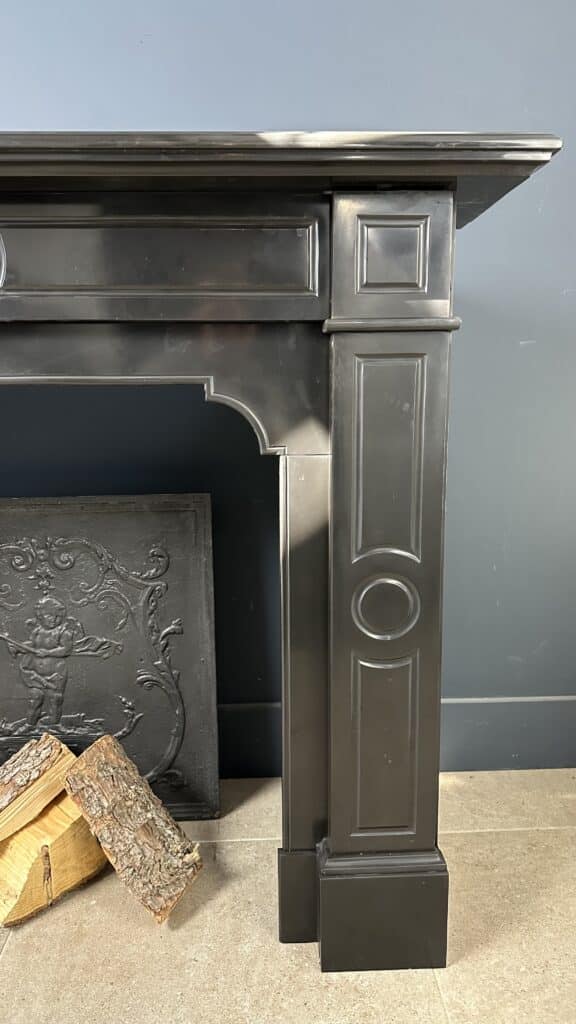 Black Marble Antique Circular Fireplace in Noir de Mazy