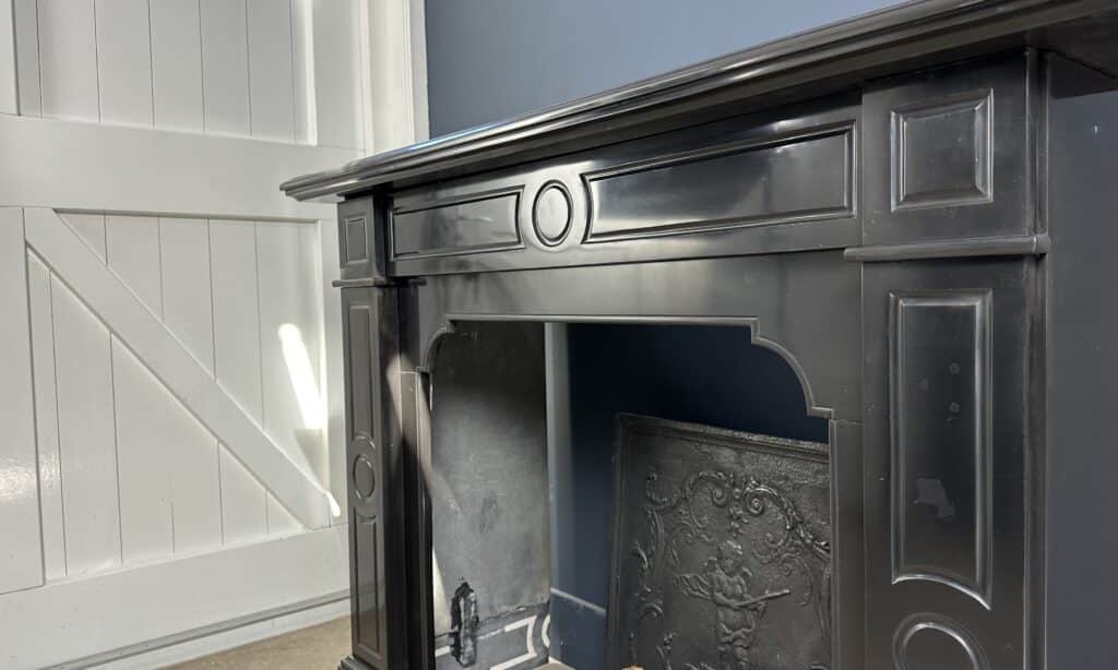 Black Marble Antique Circular Fireplace in Noir de Mazy
