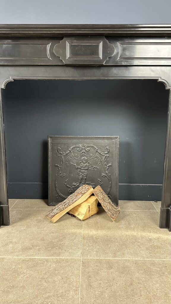 Beautiful Large Antique Circular Fireplace in Black Marble