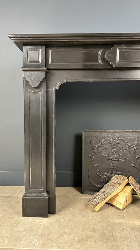 Beautiful Large Antique Circular Fireplace in Black Marble