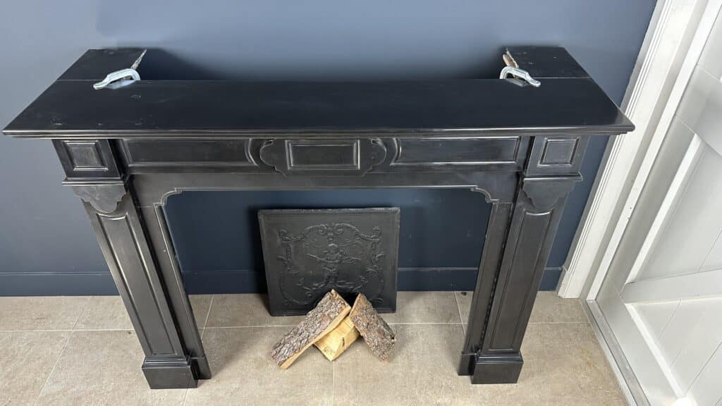 Beautiful Large Antique Circular Fireplace in Black Marble