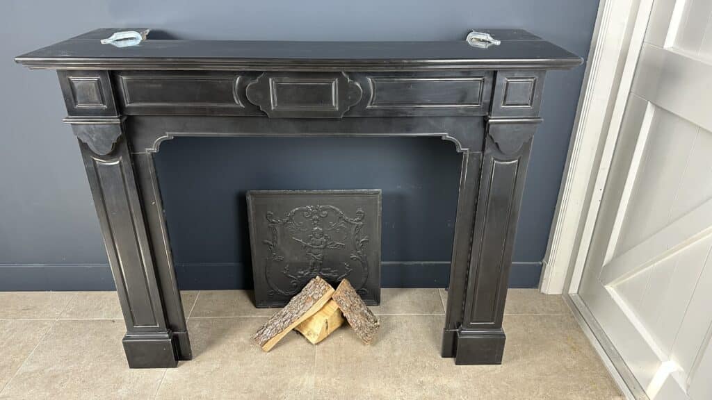 Beautiful Large Antique Circular Fireplace in Black Marble