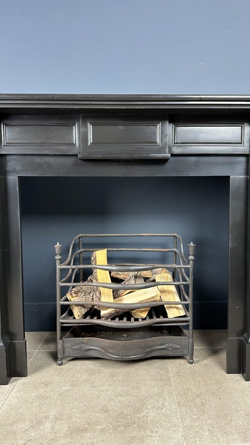 Antique Black Circular Fireplace Noir de Mazy Marble — detail 2