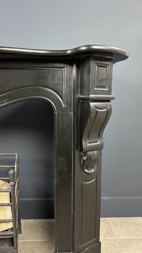 Antique 45-Degree Black Marble Circular Fireplace