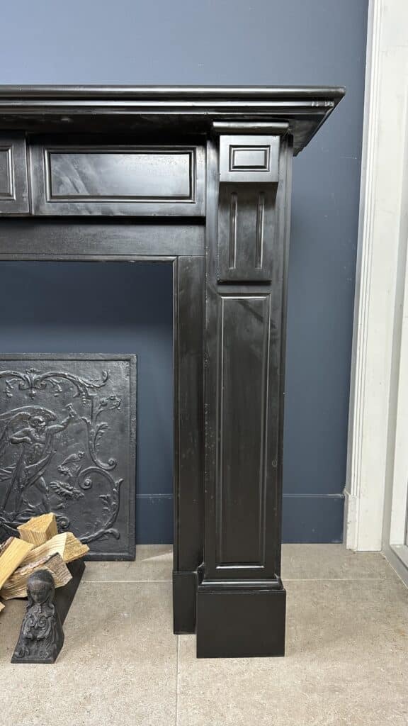 Set of Two Antique Black Marble Circular Fireplaces in Noir de Mazy