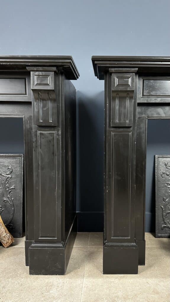 Set of Two Antique Black Marble Circular Fireplaces in Noir de Mazy