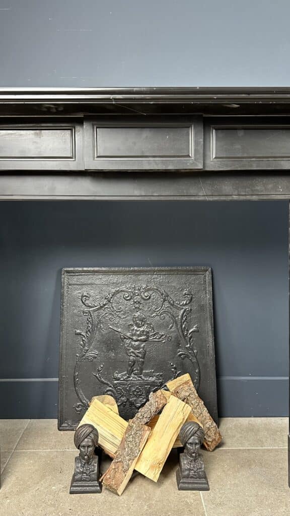 Set of Two Antique Black Marble Circular Fireplaces in Noir de Mazy