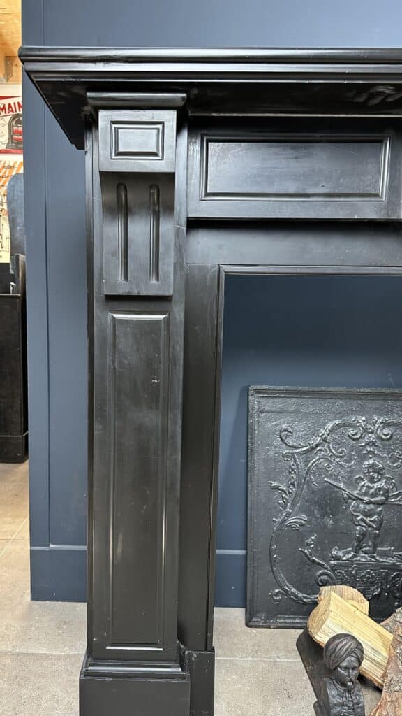 Set of Two Antique Black Marble Circular Fireplaces in Noir de Mazy